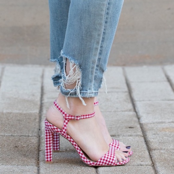 Southern Belle Gingham Ankle Strap Heeled Sandal - Picture 4 of 6